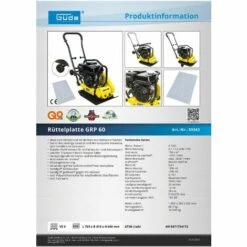 Güde Rüttelplatte GRP 60 Rüttler Verdichter Stampfer Druck Bodenverdichter 7 Güde Rüttelplatte GRP 60 Rüttler Verdichter Stampfer Druck Bodenverdichter -Werkzeuge für Rohbau Geschaft 12203675 4