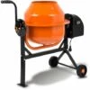 EBERTH Betonmischer Mischmaschine Elektrisch Mit 65L Trommelvolumen, 220W Motor, 230V, Stahl-Gestell Mit Transporträdern, Trommel Und Zahnkranz Aus Stahl, Feststellbarer Handgriff, Breite Fußplatte