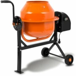 EBERTH Betonmischer Mischmaschine Elektrisch Mit 65L Trommelvolumen, 220W Motor, 230V, Stahl-Gestell Mit Transporträdern, Trommel Und Zahnkranz Aus Stahl, Feststellbarer Handgriff, Breite Fußplatte