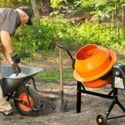 EBERTH Betonmischer Mischmaschine Elektrisch Mit 65L Trommelvolumen, 220W Motor, 230V, Stahl-Gestell Mit Transporträdern, Trommel Und Zahnkranz Aus Stahl, Feststellbarer Handgriff, Breite Fußplatte -Werkzeuge für Rohbau Geschaft 2796437 4