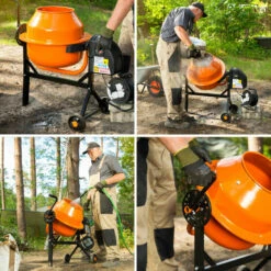 EBERTH Betonmischer Mischmaschine Elektrisch Mit 65L Trommelvolumen, 220W Motor, 230V, Stahl-Gestell Mit Transporträdern, Trommel Und Zahnkranz Aus Stahl, Feststellbarer Handgriff, Breite Fußplatte -Werkzeuge für Rohbau Geschaft 2796437 5