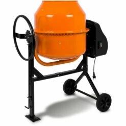 EBERTH Betonmischer Mischmaschine Elektrisch Mit 140L Trommelvolumen (550W Motor, 230V, Stahl-Gestell Mit Transporträdern, Trommel Und Zahnkranz Aus Stahl, Feststellbares Handrad, Breite Fußplatte)