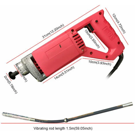 SENDERPICK Betonrüttler Rüttelflasche Flaschenrüttler Betonvibrator Mit 1,5 M Schlauch 220V 1300W Vibrator 2 SENDERPICK Betonrüttler Rüttelflasche Flaschenrüttler Betonvibrator Mit 1,5 M Schlauch 220V 1300W Vibrator – Bild 2