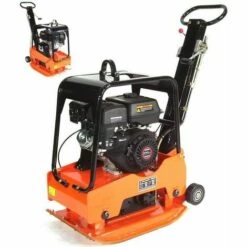 APEX Rüttelplatte Verdichter 170kg 30kN 9PS Reversierbar M. Fahrwerk Gummimatte 56121