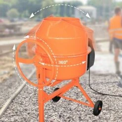 TIMBERTECH® Betonmischer - 140L, 550 W, Mit Handrad, 2 Räder, Elektrisch, Stahl, Orange/Schwarz - Mörtelmischer, Zementmischer, Mischer, Mischmaschine, Betonmischmaschine -Werkzeuge für Rohbau Geschaft 66808801 3